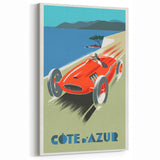 Retro Côte d'Azur Travel Poster – Vintage Racing Car Art