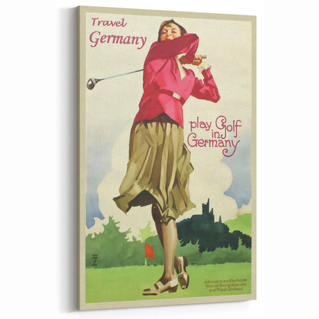 Retro Germany Golf Travel Poster – Vintage Golfing Art