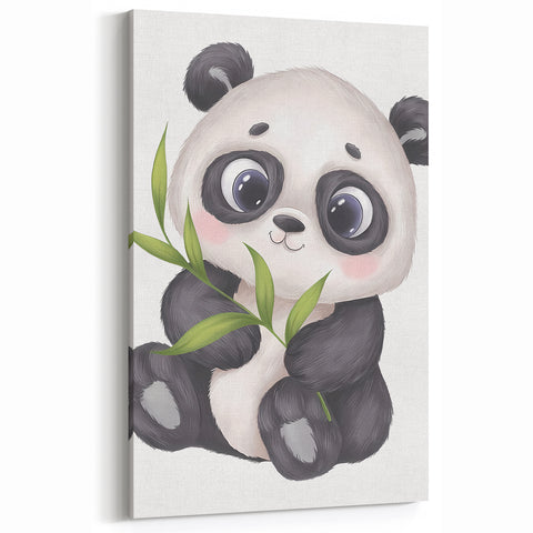 Cute Panda Nursery Wall Art – Baby Room & Kids Bamboo Decor Print