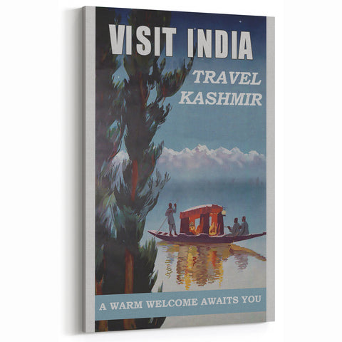 Visit India Kashmir Retro Wall Art – Vintage Travel Poster