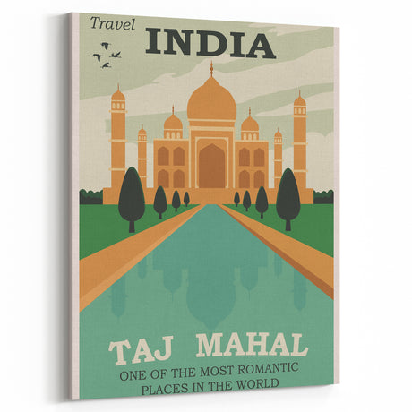Taj Mahal Retro Travel Poster | Vintage India Art Prints