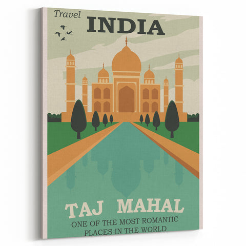Taj Mahal Retro Travel Poster | Vintage India Art Prints