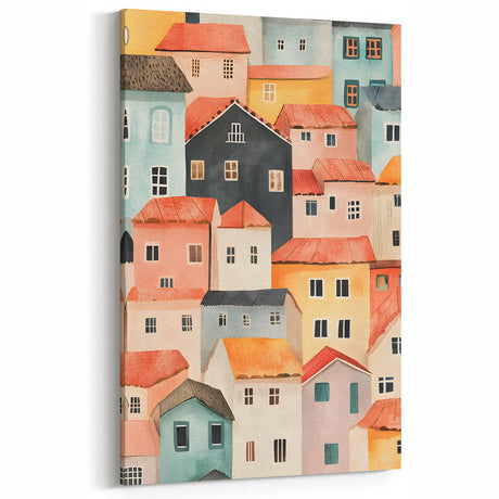 Colorful Village Nursery Wall Art – Kids Room & Baby Decor