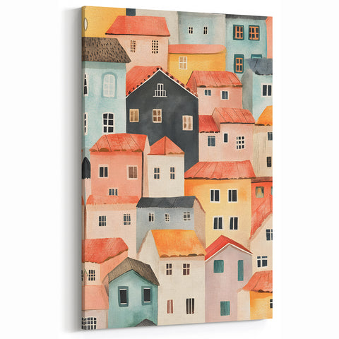 Colorful Village Nursery Wall Art – Kids Room & Baby Decor
