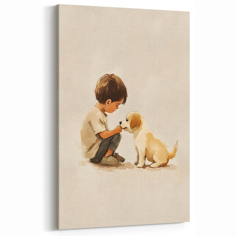 Boy and Puppy Nursery Wall Art – Kids Room & Baby Room Decor