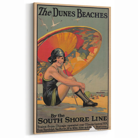 Vintage Indiana Dunes Beaches Poster | Retro South Shore Line Art