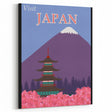 Vintage Japan Travel Poster | Mount Fuji and Pagoda Art Print