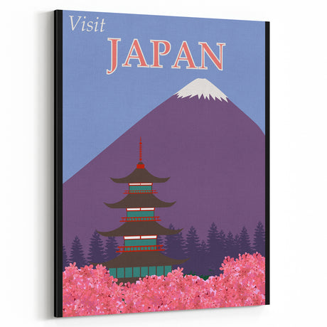 Vintage Japan Travel Poster | Mount Fuji and Pagoda Art Print