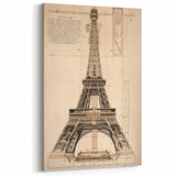 Vintage Eiffel Tower Architectural Wall Art – Historic Building Print