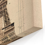 Vintage Eiffel Tower Architectural Wall Art – Historic Building Print