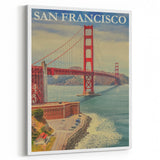 Vintage San Francisco Travel Poster - Golden Gate Bridge Art