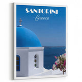 Vintage Santorini Travel Poster - Greece Retro Art Print