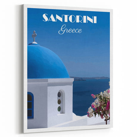 Vintage Santorini Travel Poster - Greece Retro Art Print