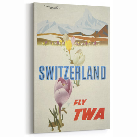Retro Switzerland Travel Poster - TWA Vintage Fly Wall Art