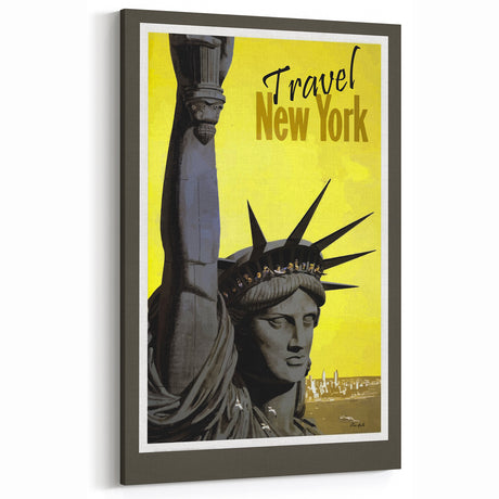 Retro New York Travel Poster - Vintage Statue of Liberty Wall Art