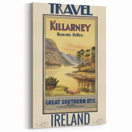 Retro Killarney Travel Poster - Vintage Ireland Landscape Wall Art