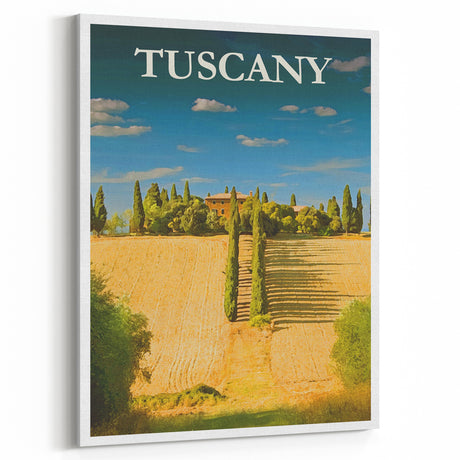 Retro Tuscany Travel Poster - Vintage Italy Landscape Wall Art