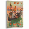 Retro Venice Italy Travel Poster - Gondola in Venice Canal Wall Art
