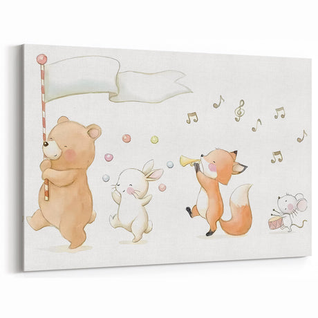 Woodland Animal Parade Nursery Wall Art - Kids Room Prints