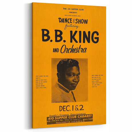 B.B. King Concert Poster Art – Vintage Blues Wall Decor