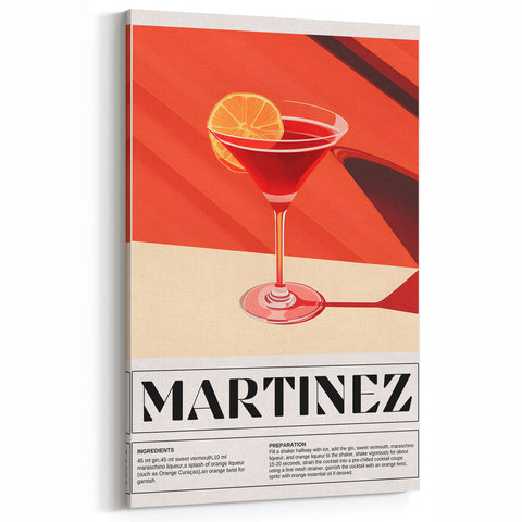 Martinez Cocktail Art Print - Bar Wall Art for Home & Lounge