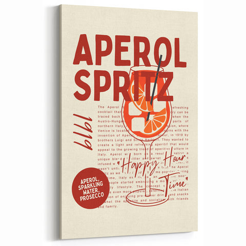 Aperol Spritz Cocktail Print - Drinks Wall Art for Home Bar