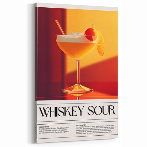 Whiskey Sour Cocktail Art - Bar Wall Art for Lounge & Kitchen