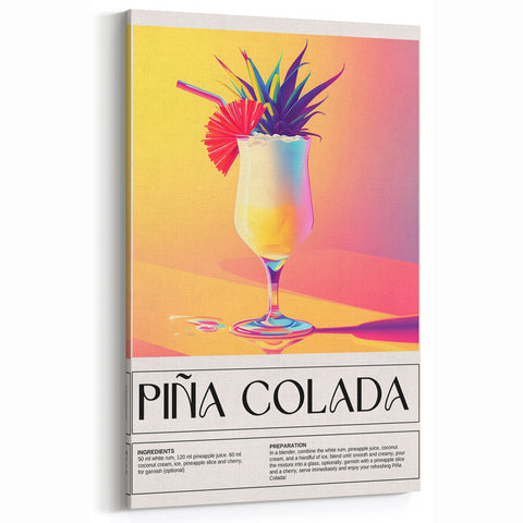 Piña Colada Cocktail Poster - Tropical Bar Wall Art for Kitchen
