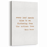 Inspirational Autumn Wall Art - Fall Canvas Art with Emily Brontë Quote