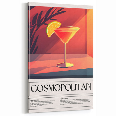 Cosmopolitan Cocktail Art - Stylish Bar & Kitchen Wall Decor