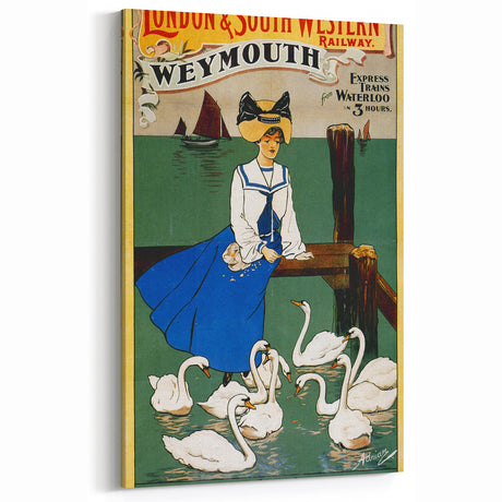 Vintage Weymouth Train Travel Poster - Retro Wall Art Print