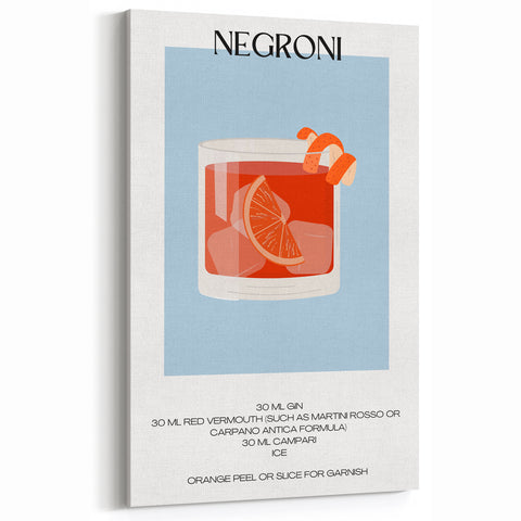 Negroni Cocktail Print - Bar Wall Art for Kitchen & Home Bar