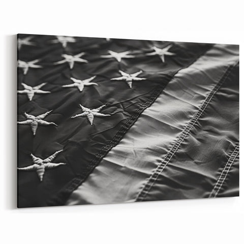 Black & White American Flag - Modern Monochrome Wall Art
