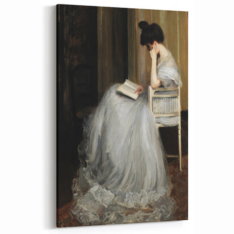 Vintage Portrait Art – Elegant Woman Reading Classic Wall Decor