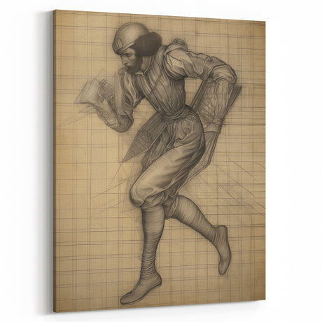 Classic Portrait Artwork – Vintage Futuristic Sketch Wall Art