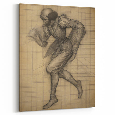 Classic Portrait Artwork – Vintage Futuristic Sketch Wall Art