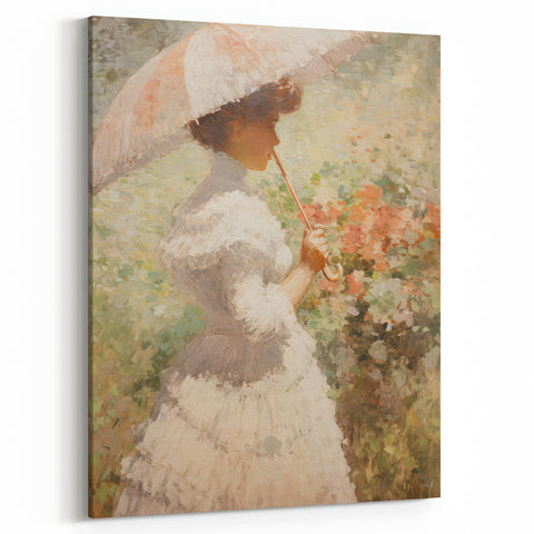 Antique Portrait Prints – Elegant Vintage Lady with Parasol Art