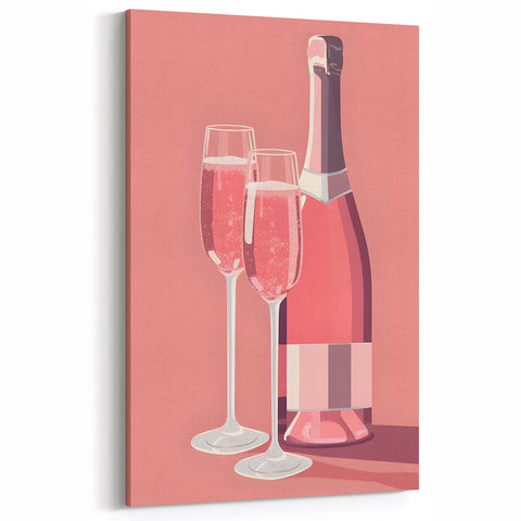 Pink Champagne Celebration - Elegant Beverage Wall Art