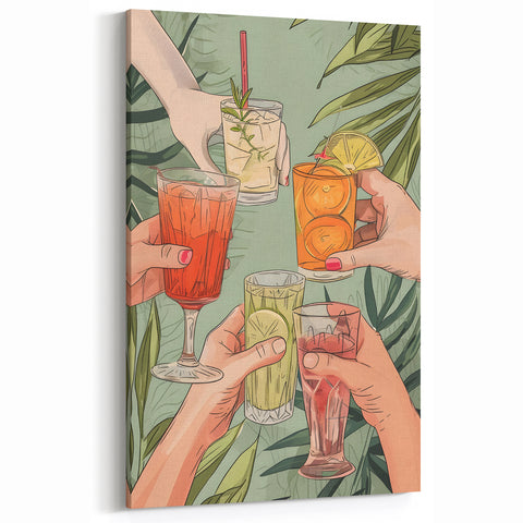 Tropical Cocktail Cheers - Vibrant Bar Wall Art