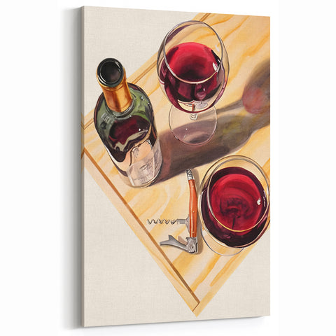 Red Wine & Corkscrew - Elegant Wine Wall Art for Bar Decor