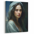 Vintage Portrait Art – Elegant Woman in Soft Draped Hood Wall Print