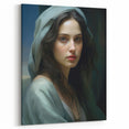 Vintage Portrait Art – Elegant Woman in Soft Draped Hood Wall Print