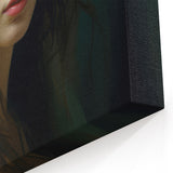 Vintage Portrait Art – Elegant Woman in Soft Draped Hood Wall Print
