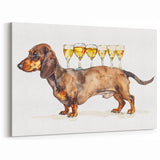 Dachshund & Wine Glasses - Playful Beverage Wall Art