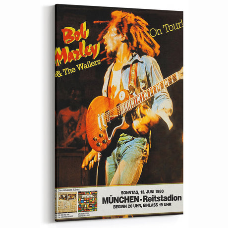 Vintage Bob Marley & The Wailers 1980 Concert Poster - Retro Music Art