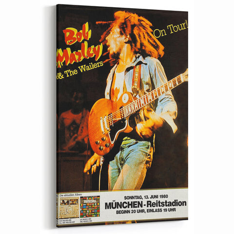 Vintage Bob Marley & The Wailers 1980 Concert Poster - Retro Music Art