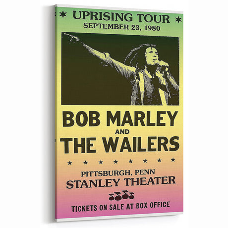 Vintage Bob Marley Uprising Tour Poster 1980 - Retro Music Wall Art