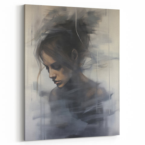Timeless Portrait Print – Abstract Vintage Woman in Deep Reflection
