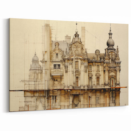 Vintage Architectural Art – Historic Building Illustration Print