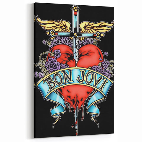 Bon Jovi Tattoo Heart Poster - Retro Music Wall Art